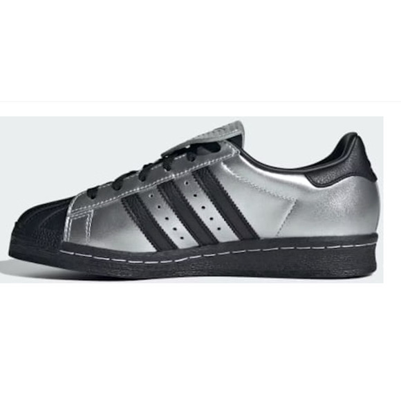 Adidas Superstar 82, Metallic Silver/Black, W8, New in Box - Picture 1 of 4
